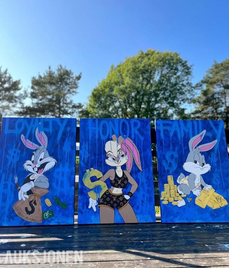 3 stk malerier 70 × 100 cm 