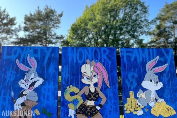3 stk malerier 70 × 100 cm