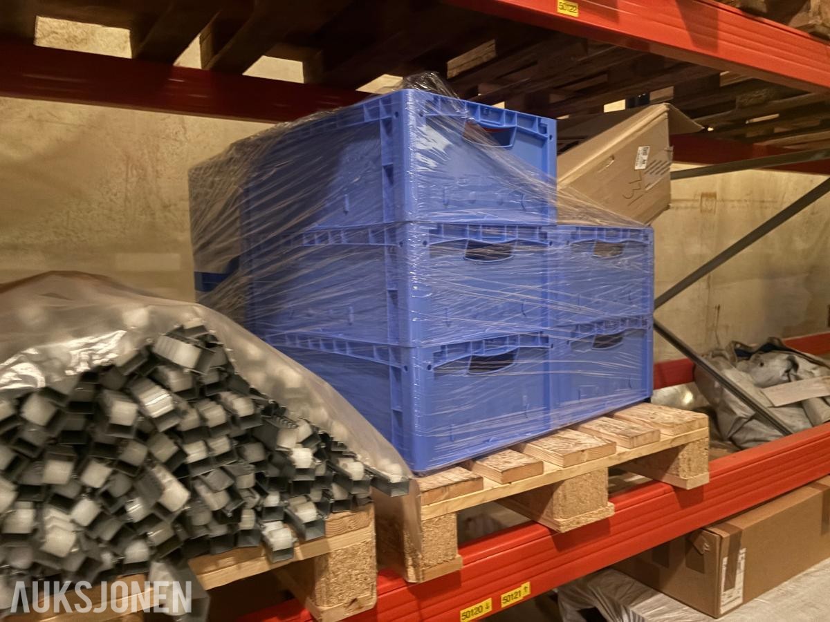 gjennomløpsreol / rullereol med plastkasser