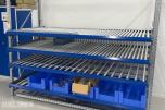gjennomløpsreol / rullereol med plastkasser