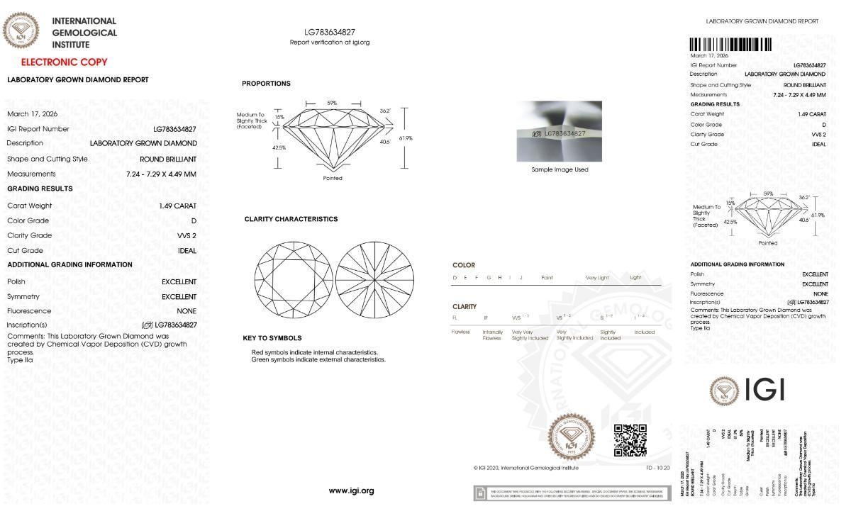 DIAMANT PÅ 1.49 CT! | D/VVS2 | IDEAL | ROUND | IGI!