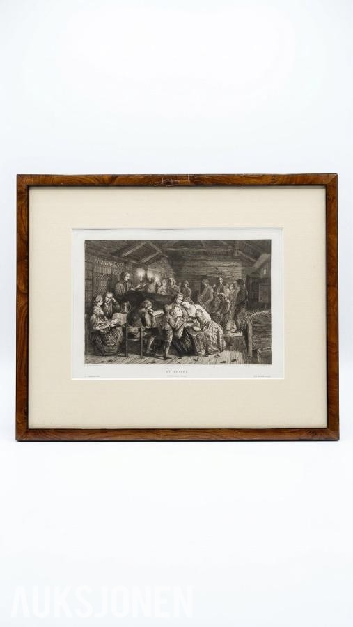 1854 Adolph Tidemand – Innrammet Dekorativ Omslag/Forside En Gravøl
