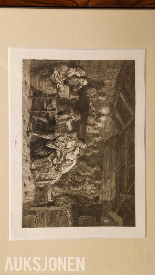 1854 Adolph Tidemand – Innrammet Dekorativ Omslag/Forside En Gravøl
