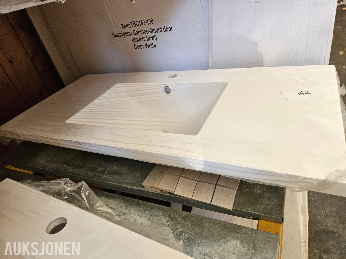 Servant hvit benkeplate 100 x 46 cm