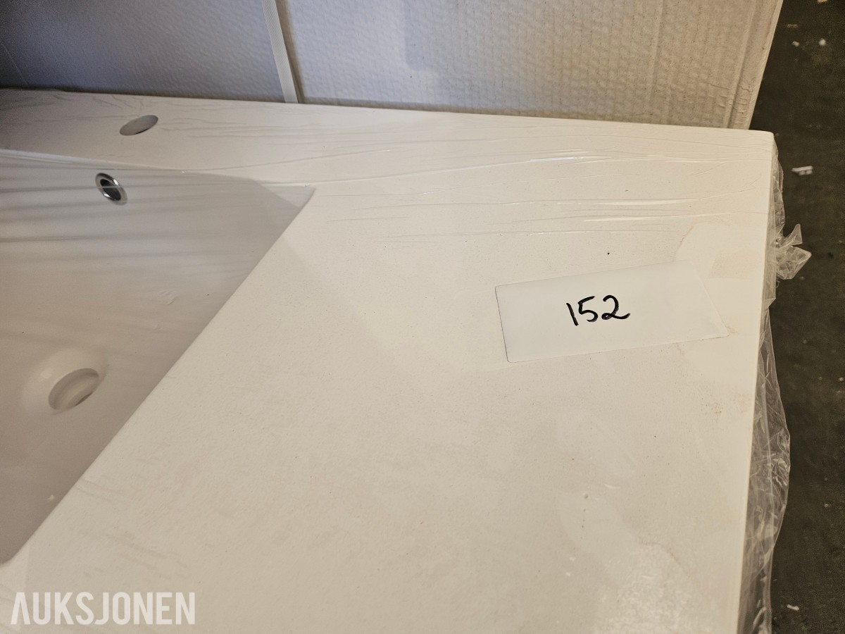 Servant hvit benkeplate 100 x 46 cm