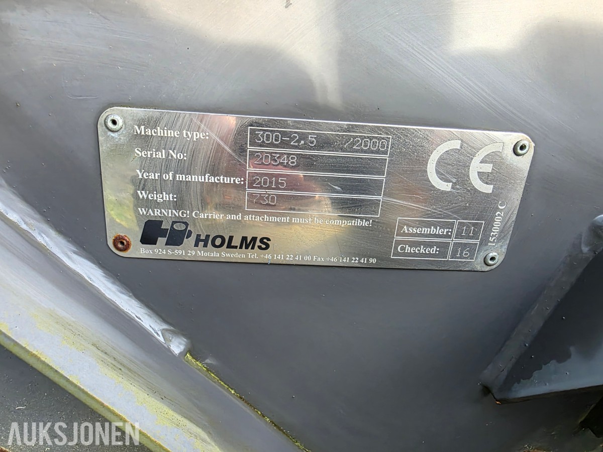 2015 Holms 300-2,5/2000 feiemaskin BM feste