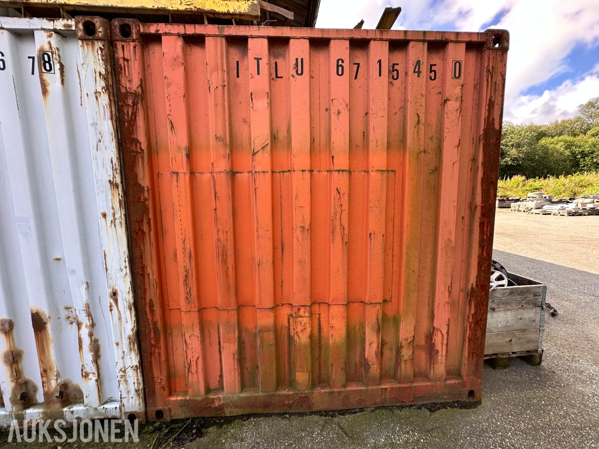 20 fots lagercontainer med innredning, belysning og gangdør