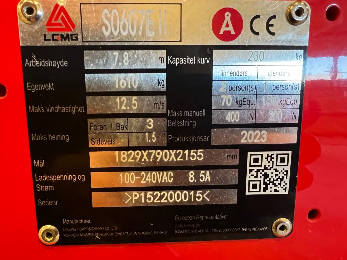 2022 LGMG S0607E II elektrisk sakselift 7,8 m