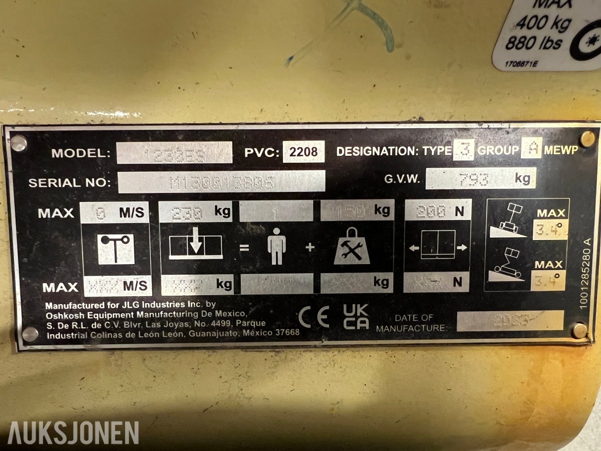 2023 JLG 1230ES elektrisk vertikalmastlift 5,66 m arbeidshøyde