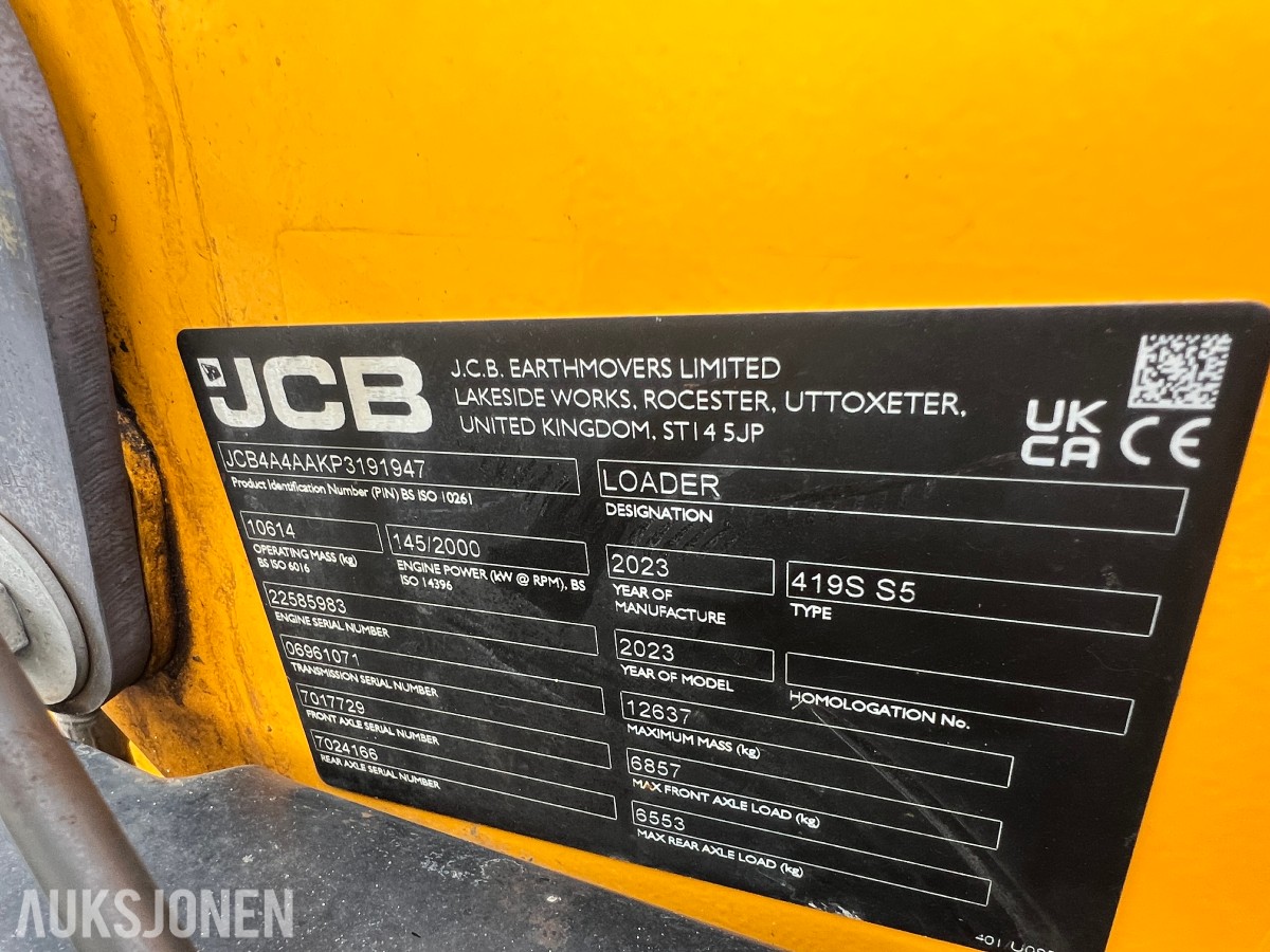 2023 419S Steg S5 Hjullaster - BM-hk, hydr gaffler