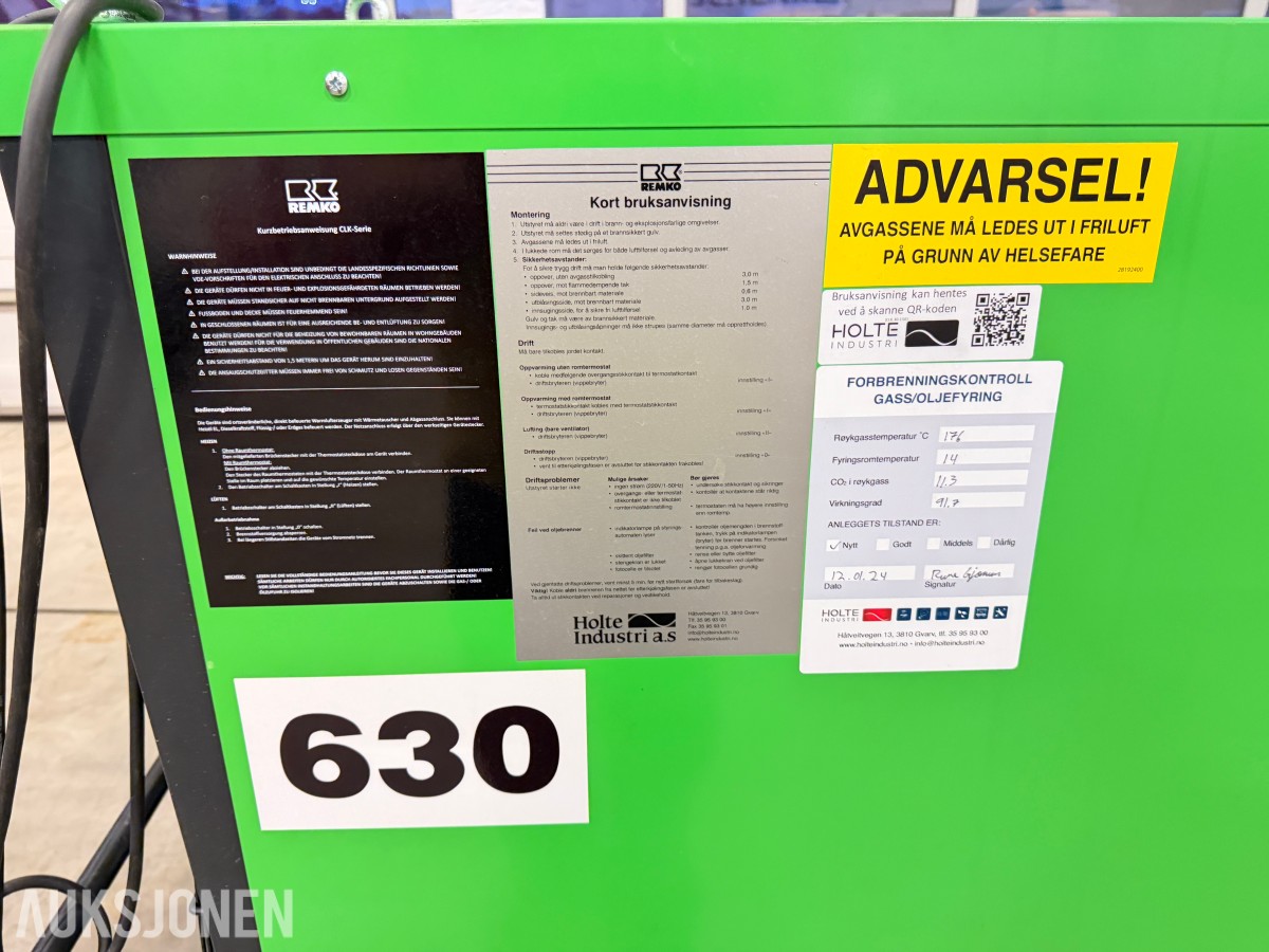 2024 REMKO CLK 150 Diesel/HVO-100 Bio varmeaggregat