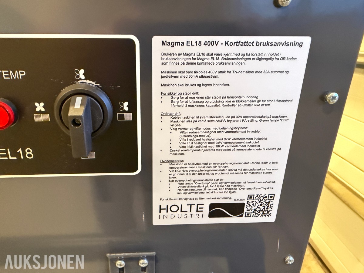 2024 MAGMA EL18 18kW/400V Byggtørker