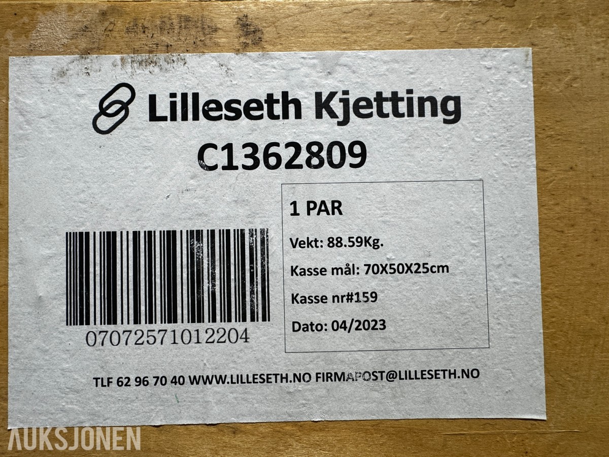 2023 Lilleseth kjettinger - 1 par Combi-grip 9 mm, m/pigger - Ubrukt