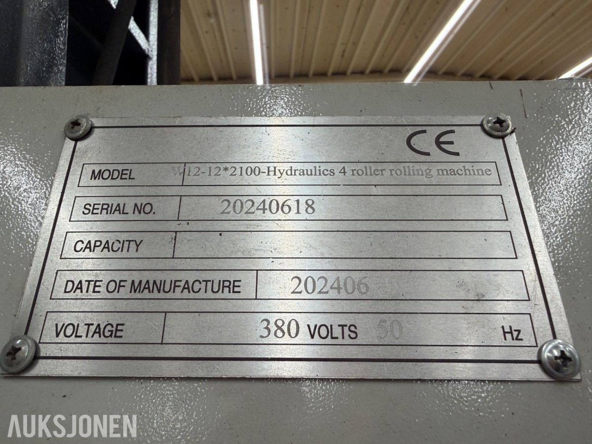 2024 BEKE W12-12×2100 hydraulisk 4-rulls platevalse - 12 mm / 2100 mm