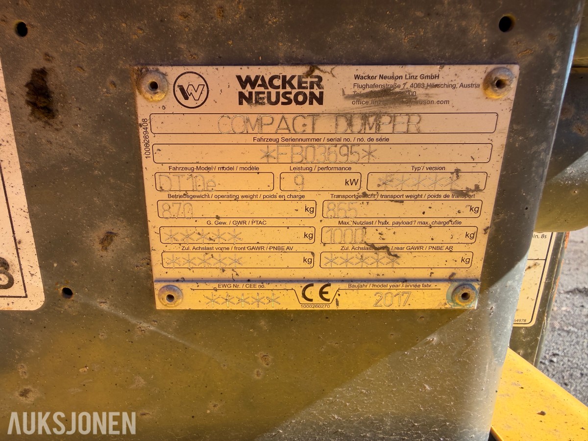 2017 Wacker Neuson DT10e rep.objekt