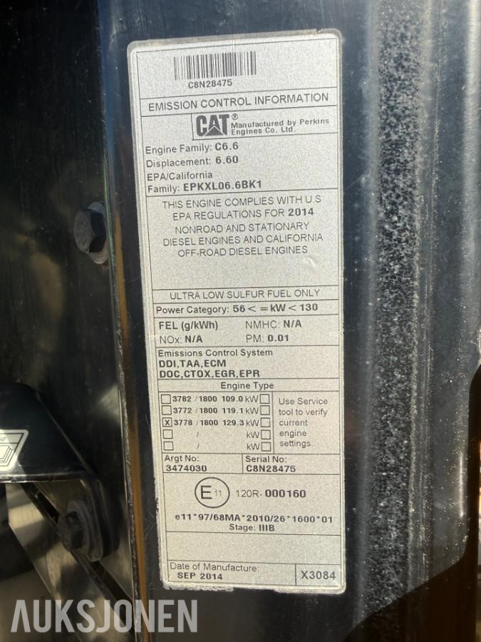 2014 Cat 938K HJULLASTER SERVICEAVTALE VELHOLDT SKUFF HUDRAULISK PALLEGAFFEL SENTRALSMØRING
