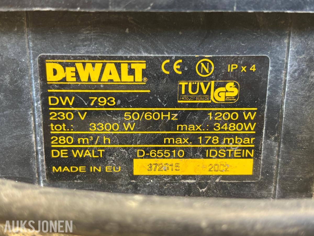 2002 DeWalt DW 793 industristøvsuger med slange