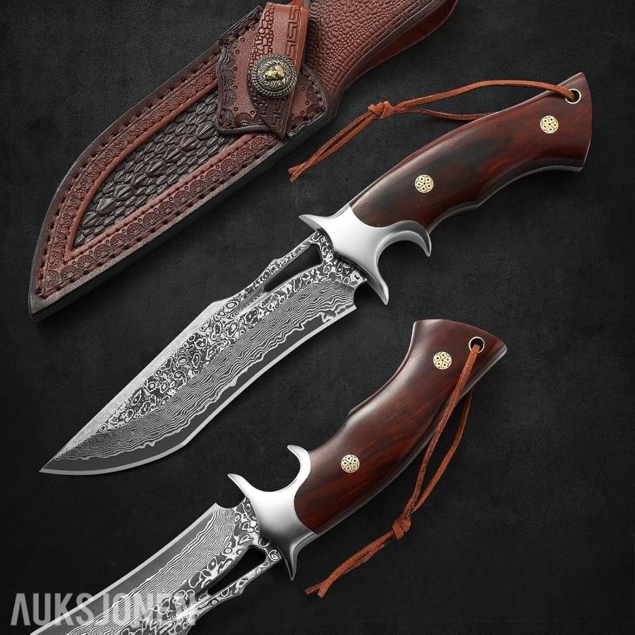 48 TIMERS AUKSJON - Damaskus Jaktkniv + Slipestein