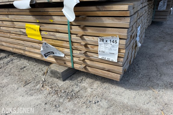 28 X 145 MM IMPREGNERT VANNBRETT – TOTALT 456,9 M - OVERSKUDDSMATERIAL 