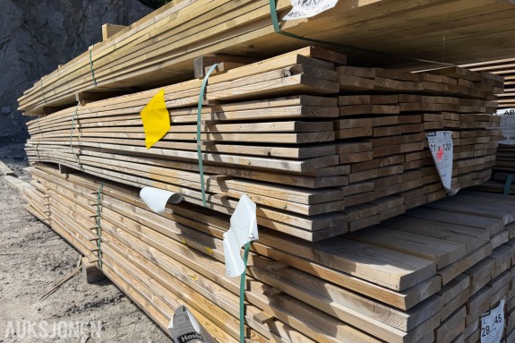 21 X 120 MM IMPREGNERTE TERRASSEBORD – GJ.SNITTSLENGDE 3,9 M - 134 STK - CA 522 LM - OVERSKUDDSMATERIELL