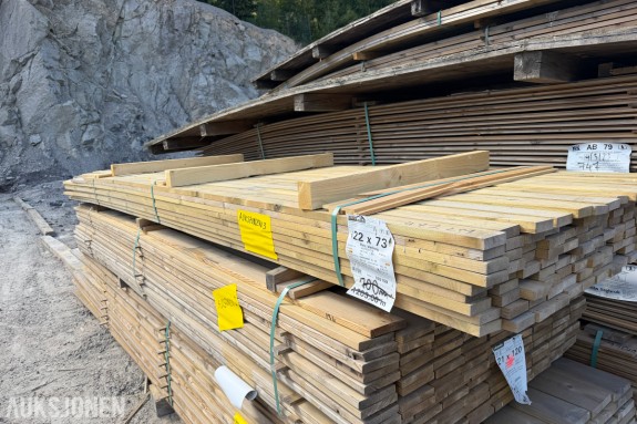 22 X 73 MM IMPREGNERT REKT. KLEDNING – SNITTLENGDE 3,91 M - CA 472 LM - OVERSKUDDSMATERIELL
