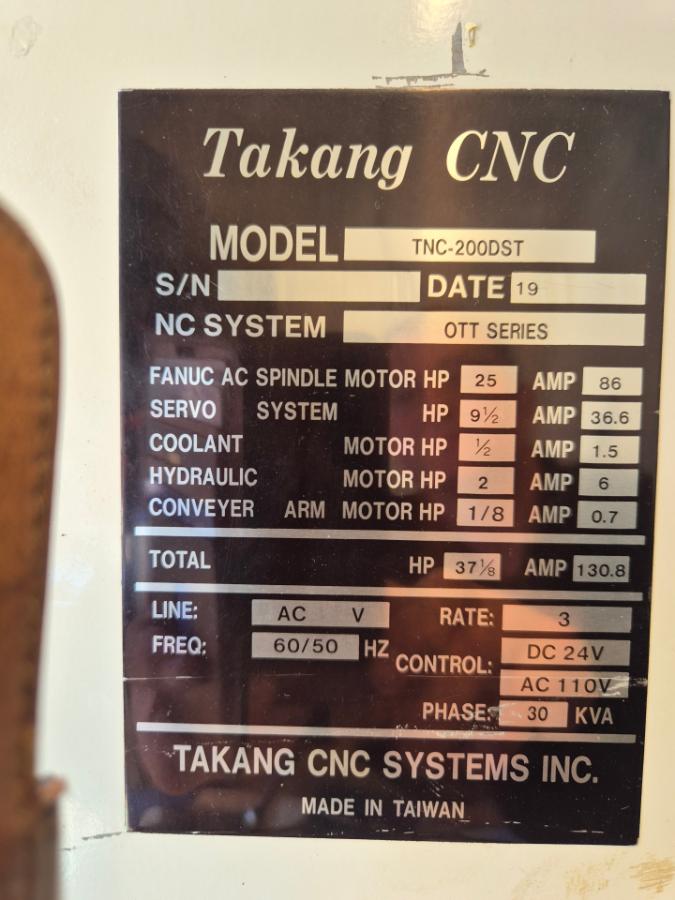 1998 Takang TNC-200DST CNC dreiebenk – dobbel spindel / dobbel revolver – Fanuc 0-TT  - MVA FRI