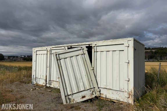 Lagercontainer i stål - ca. 7 029 x 2 480 x 2 492 mm - Dører på side - ventilrist i sidevegg - tredekke i gulv