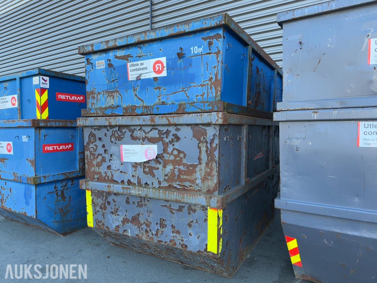 2 stk. GMM 10 m³ avfallscontainer / Liftcontainer