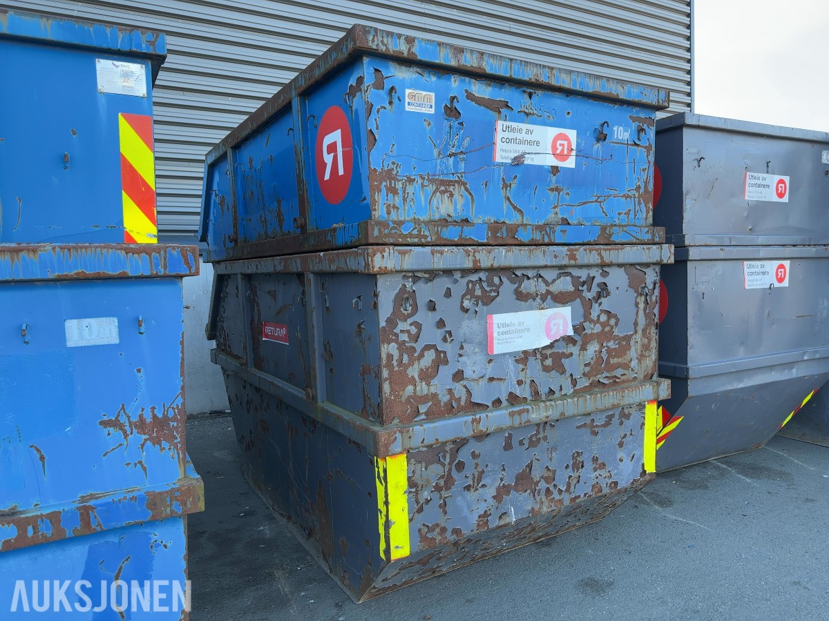 2 stk. GMM 10 m³ avfallscontainer / Liftcontainer
