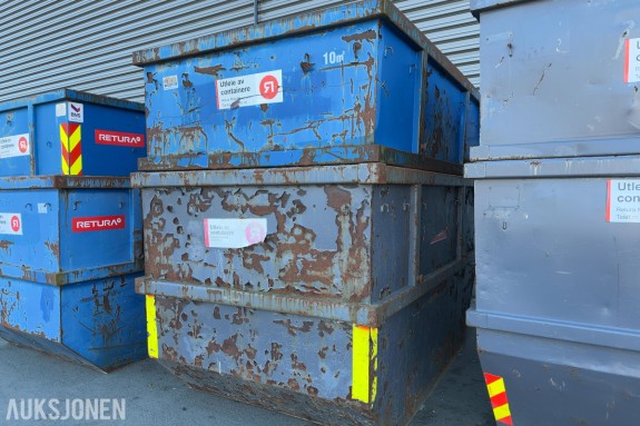 2 stk. GMM 10 m³ avfallscontainer / Liftcontainer