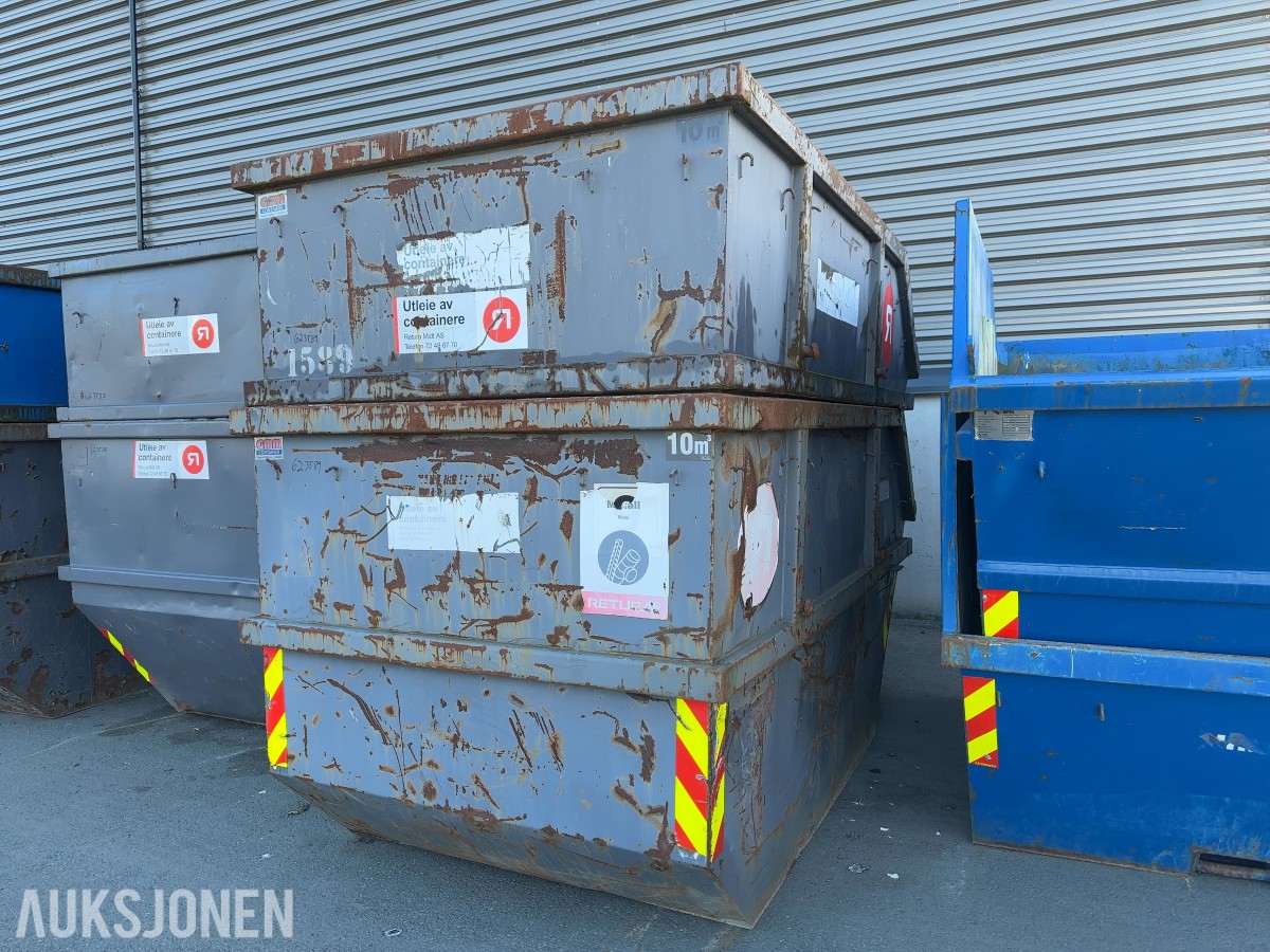 2 stk. 10 m³ avfallscontainer / Liftcontainer