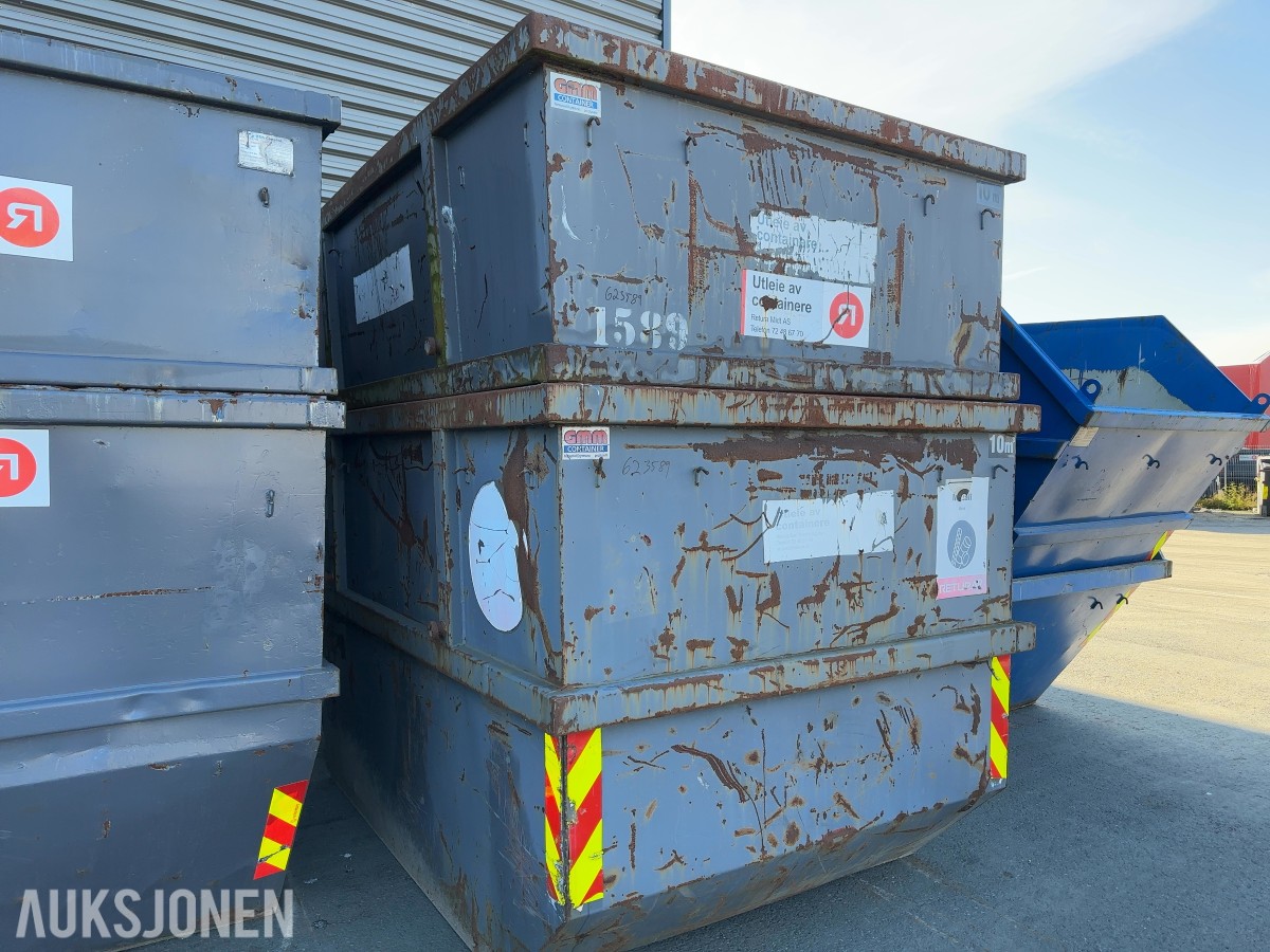 2 stk. 10 m³ avfallscontainer / Liftcontainer