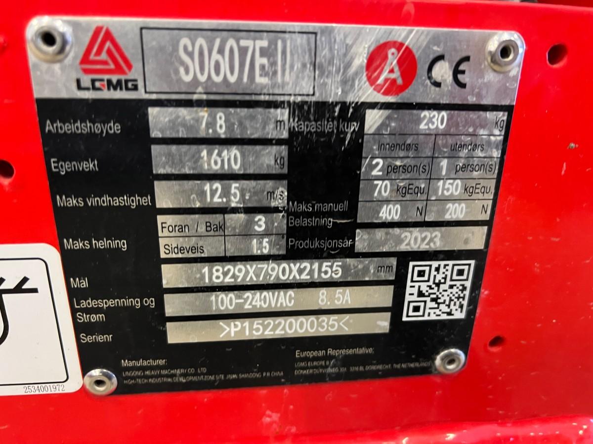 2022 LGMG S0607E II elektrisk sakselift 7,8 m