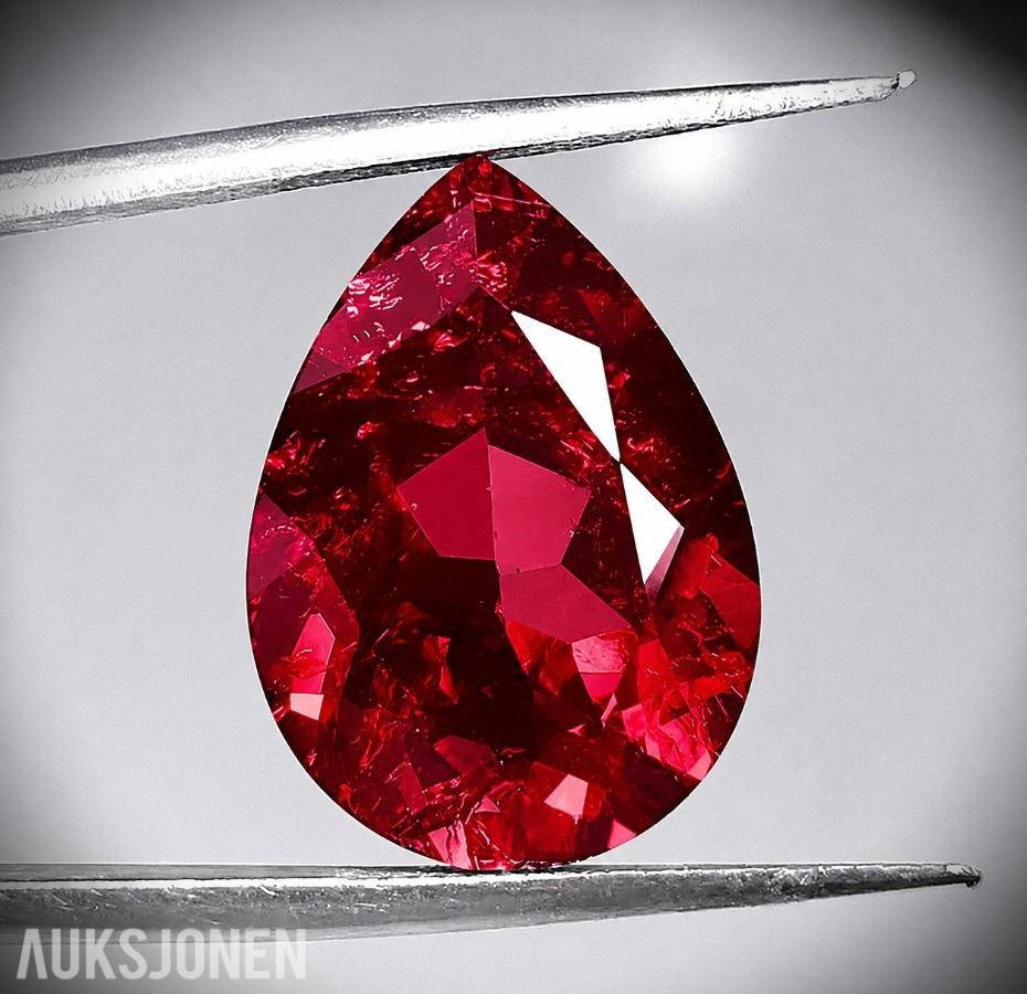 Praktfull Rubin Pigeon Blood * 5.68 CT * dråpeformet Edelsten