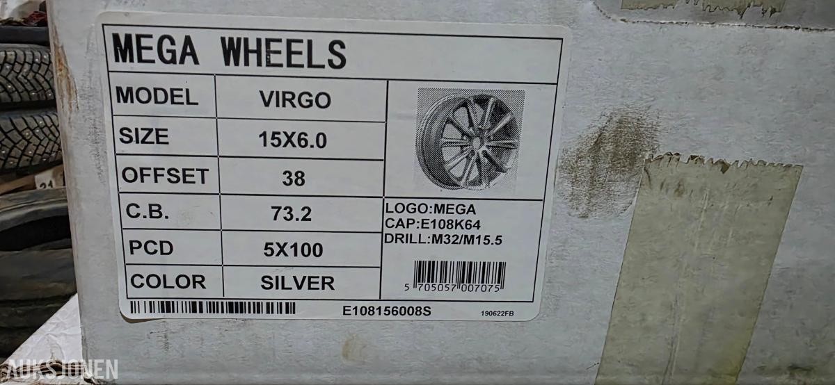 Mega Wheels Virgo Silver - Ny felg i eske 15"