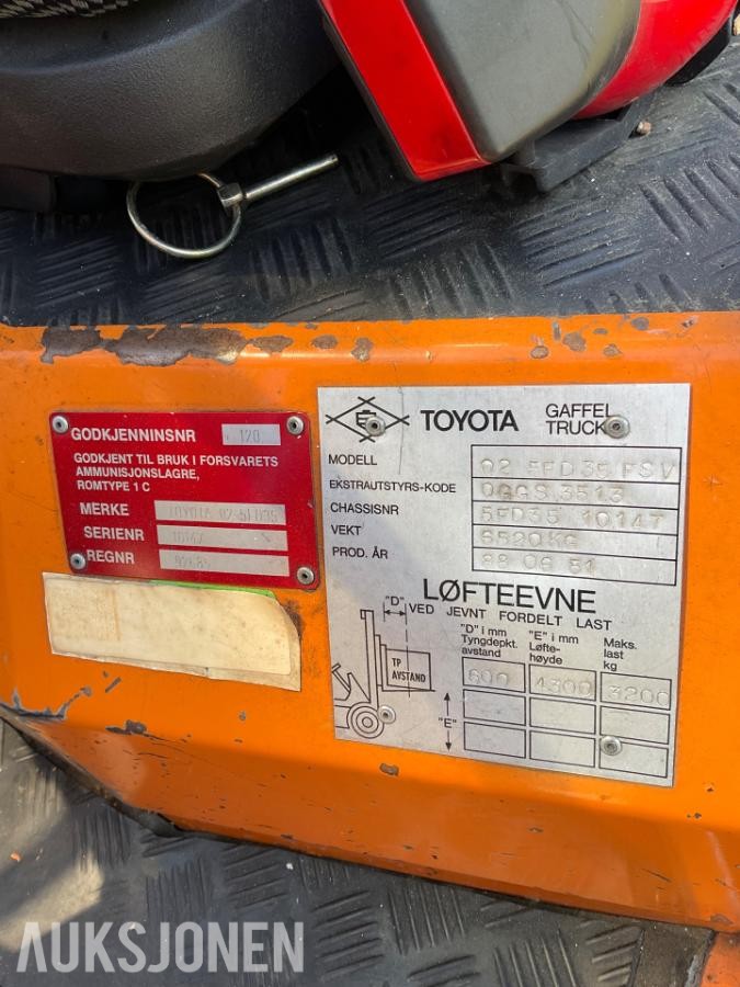1988 Toyota 5FD35 Gaffeltruck - Diesel