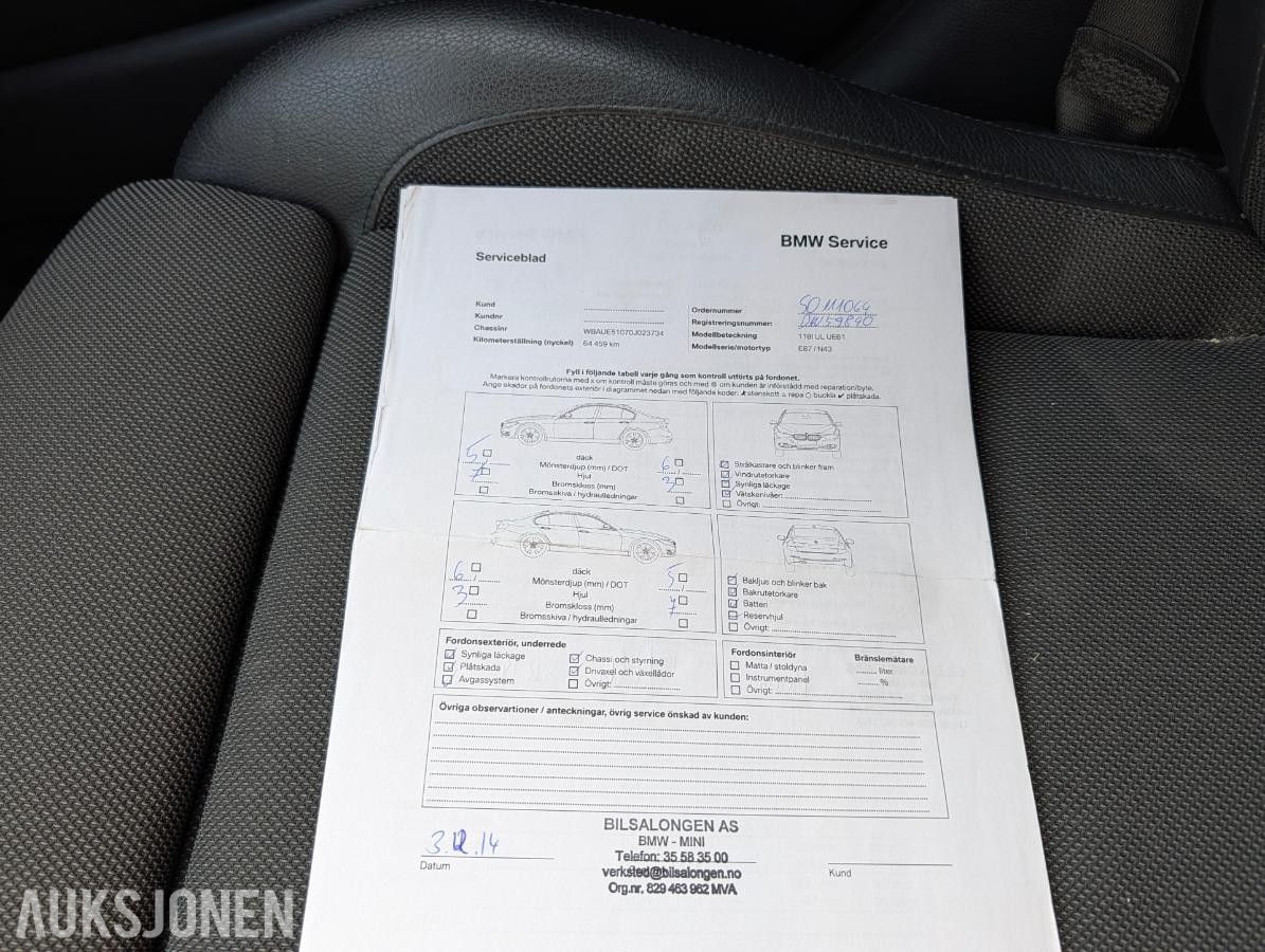 2011 BMW 1-serie, 118I 2.0, Delebil/reparasjonsobjekt