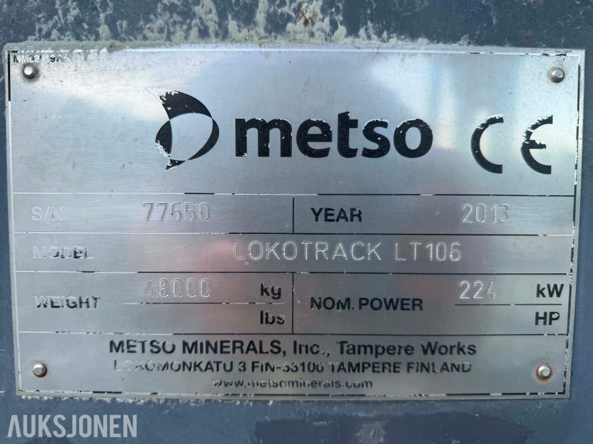 2013 Metso LOKOTRACK LT106S / Nordberg C106