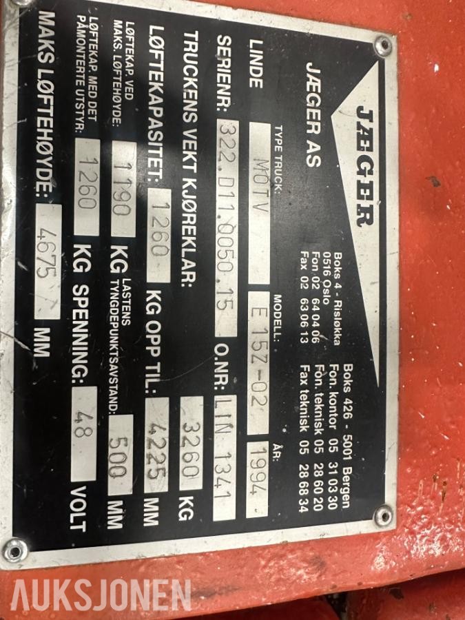 1994 Linde E15Z-02 truck - MVA fri