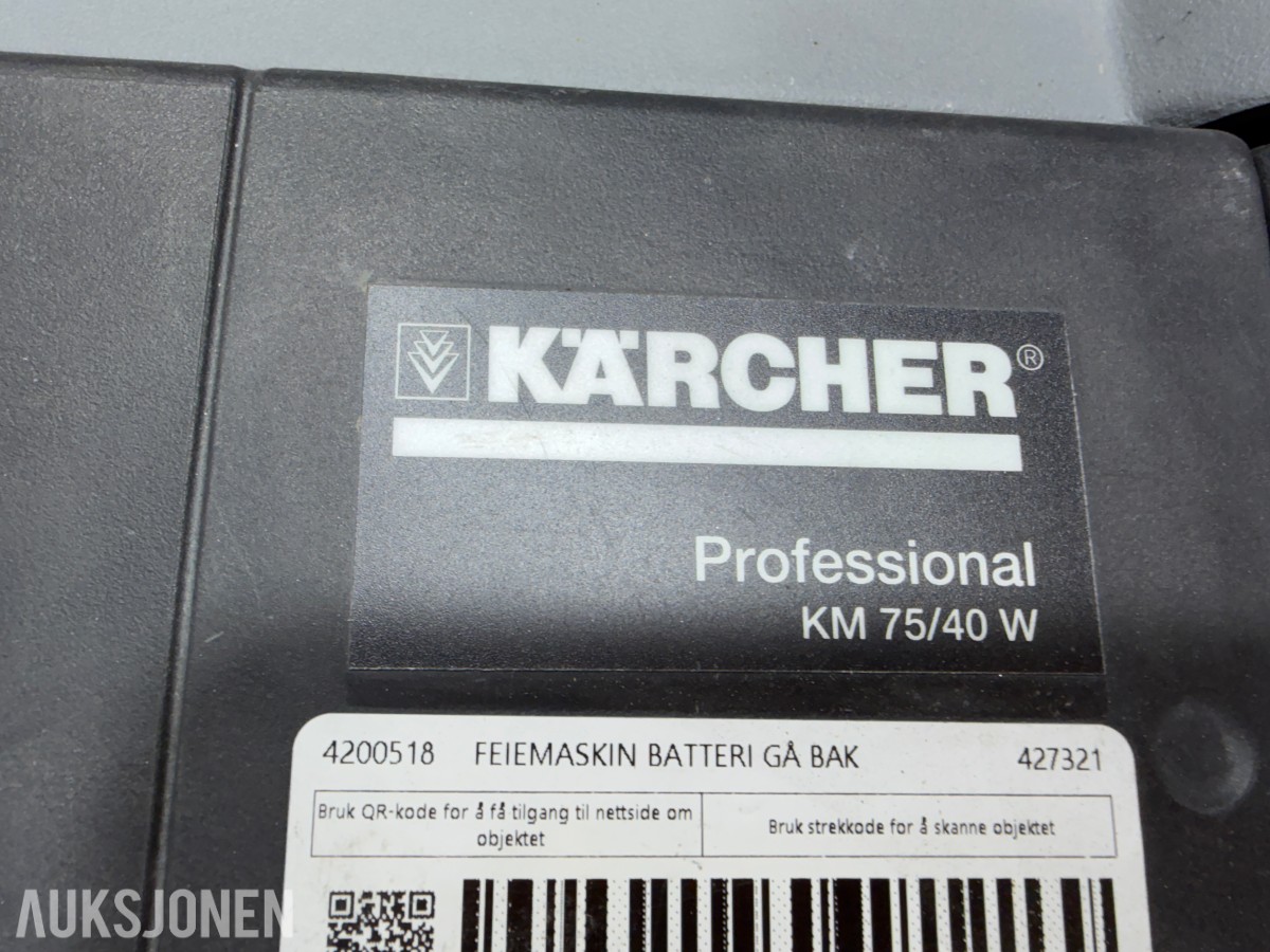 2017 Kärcher Professional KM 75/40 W Bp Pack batteridrevet feiemaskin