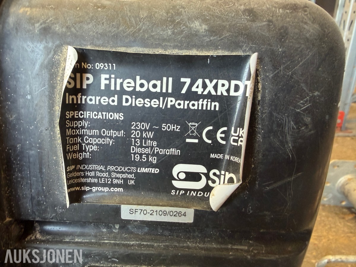 SIP Fireball 74XRDT - 20kW infrarød varmeovn