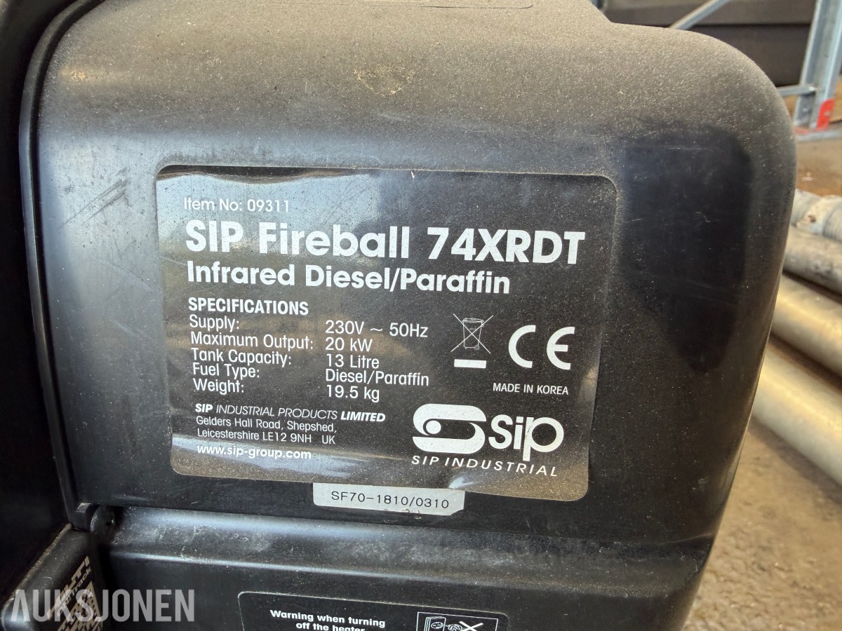 SIP Fireball 74XRDT - 20kW infrarød varmeovn