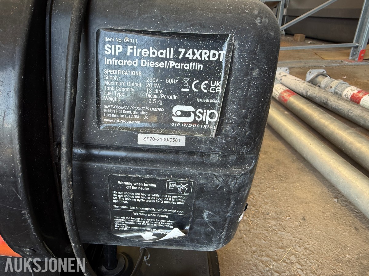 SIP Fireball 74XRDT - 20kW infrarød varmeovn