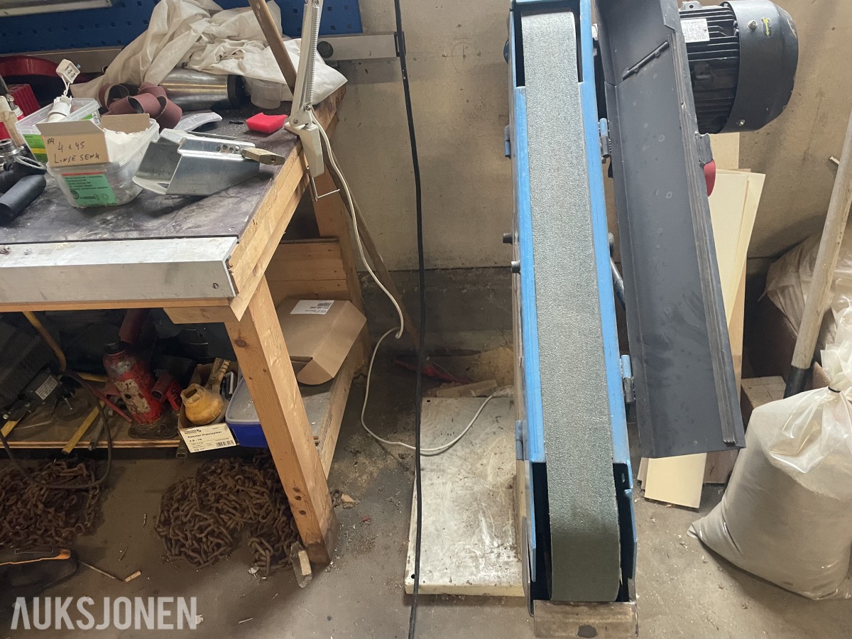 Verkstedpakke med Luna båndsag, Ridgid rørbøyer, båndsliper og arbeidsbord