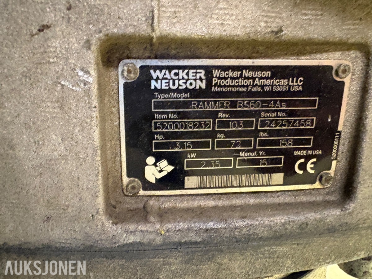 Wacker Neuson Bs60-4 stamper/hoppetusse