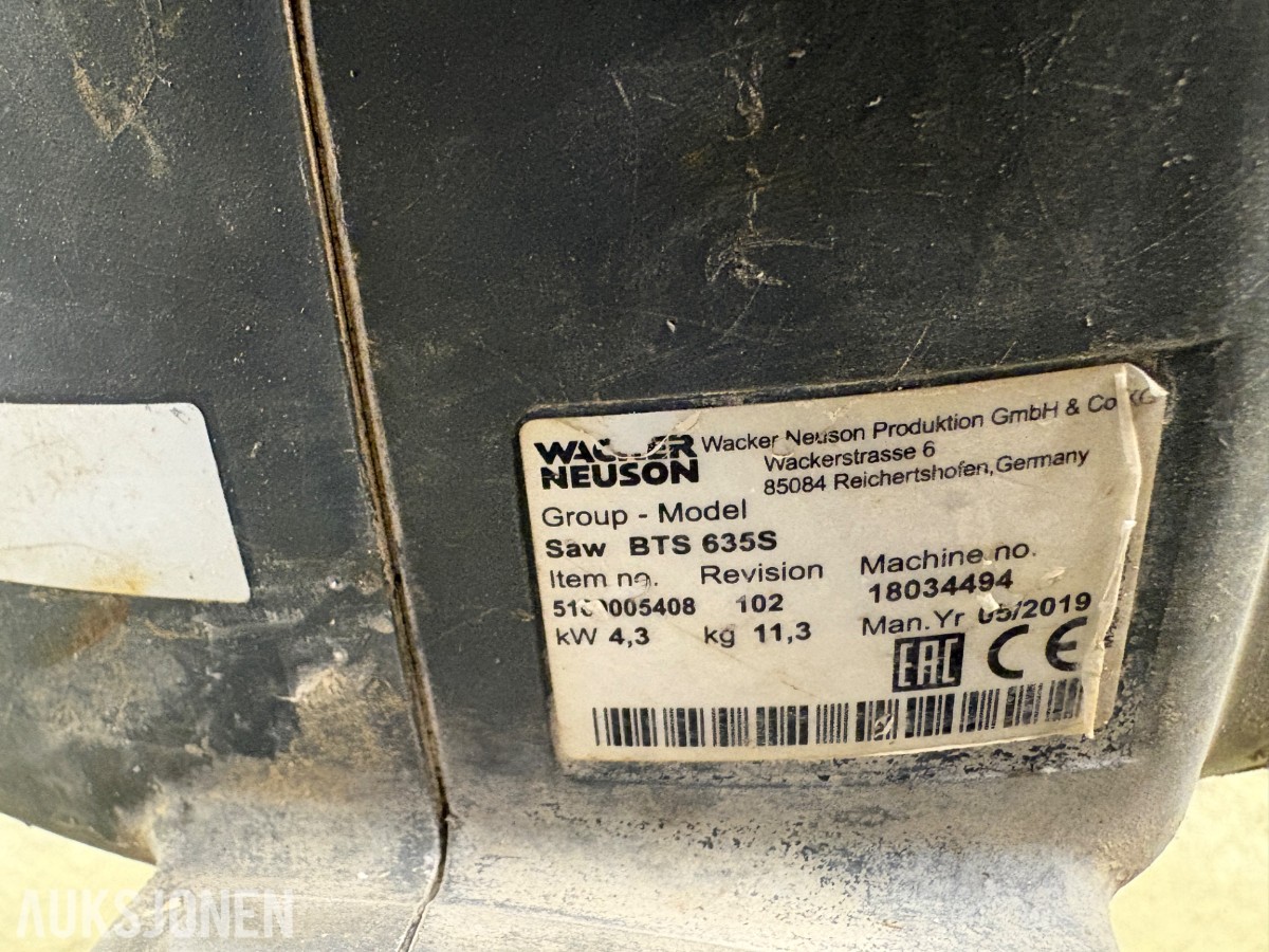 wacker Neuson BTS 635 S motorkapp sag med føringsvogn