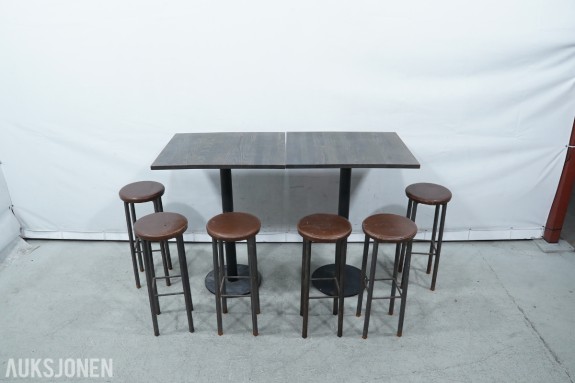 2 stk. Vega ståbord og 6 stk. barstoler