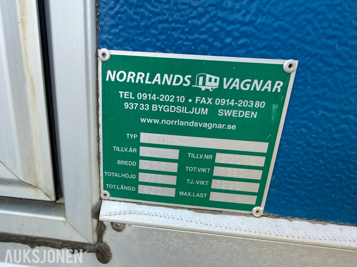 2016 Norrlandsvagnar T6-40 Arbeidsbrakke