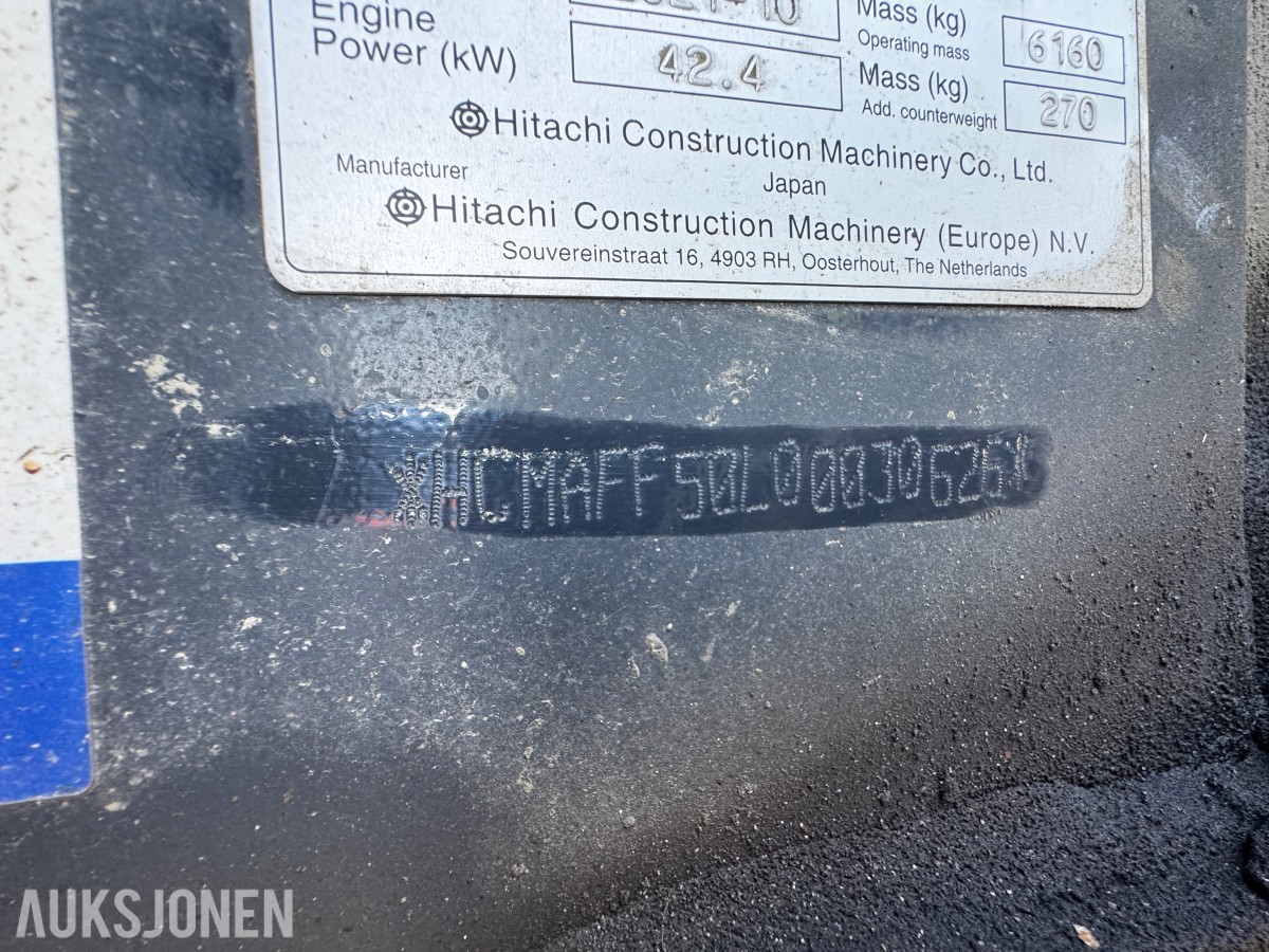 2021 Hitachi ZX65USB-6 CLR minigraver 6 tonn - Sentralsmøring - Tiltrotator - Pussskuffe - Graveskuffe - Sertifisert
