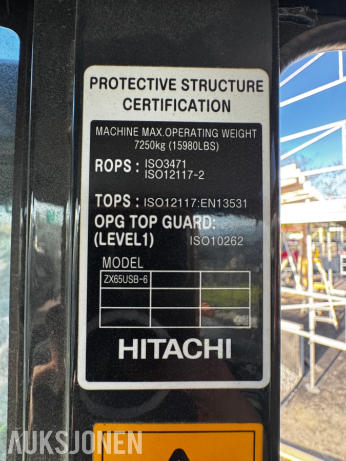 2021 Hitachi ZX65USB-6 CLR minigraver 6 tonn - Sentralsmøring - Tiltrotator - Pussskuffe - Graveskuffe - Sertifisert